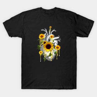 Sunflowers Heart Human Anatomy T-Shirt